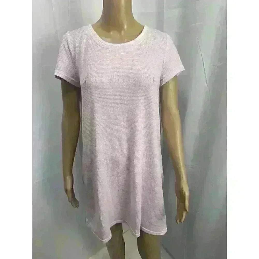 Laura Ashley Size M Soft Comfort Stretch‎ Sleepshirt Nightgown Pink Stripes